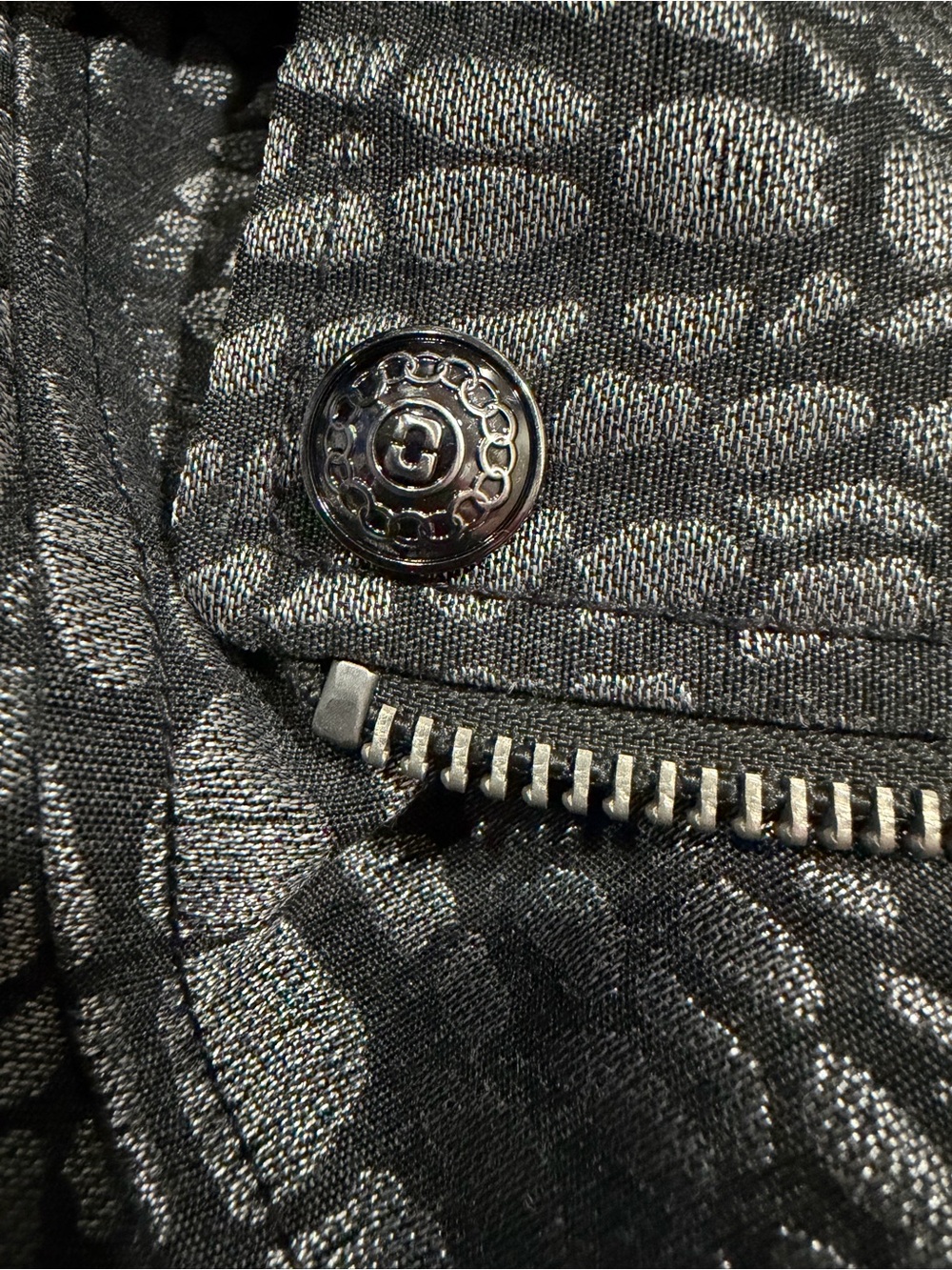 Diane Von Furstenberg DVF Medium Silver Angie Alligator Print Moto Jacket C - Picture 3 of 5